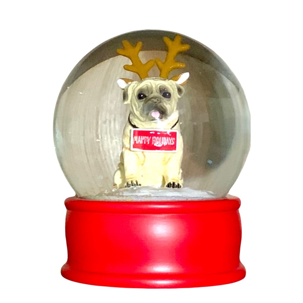 English Bulldog Snow Globe ❅ Reindeer